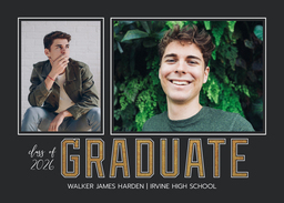 5x7 Greeting Card, Glossy, Blank Envelope with Varsity Graduate design