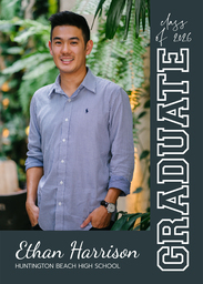 5x7 Greeting Card, Glossy, Blank Envelope with Varsity Type Grad design