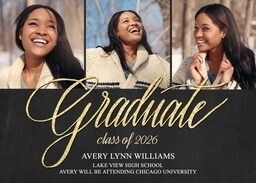 5x7 Greeting Card, Matte, Blank Envelope with Gold Script design