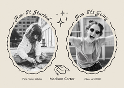 5x7 Greeting Card, Glossy, Blank Envelope with Sketch Pad Then/Now design