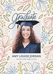 5x7 Greeting Card, Glossy, Blank Envelope with Floral and Flourish Grad design