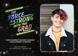 5x7 Greeting Card, Glossy, Blank Envelope with Star Wars Grad Force design