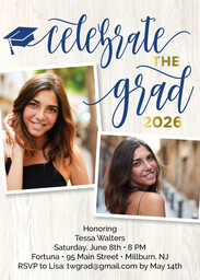 5x7 Greeting Card, Matte, Blank Envelope with Celebrate the Grad Script 2026 design