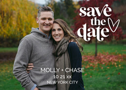 5x7 Greeting Card, Glossy, Blank Envelope with Loving Save the Date design