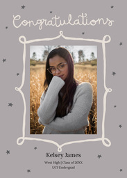 5x7 Greeting Card, Glossy, Blank Envelope with Doodle Frame design