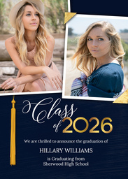 5x7 Greeting Card, Glossy, Blank Envelope with Gold Tassel Grad design