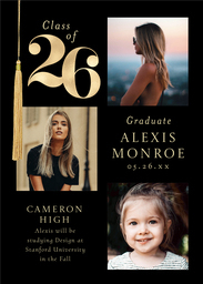 5x7 Greeting Card, Matte, Blank Envelope with Grads Big Date in Black 2026 design