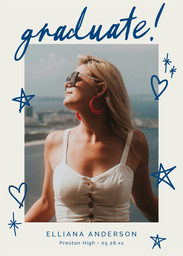 5x7 Greeting Card, Glossy, Blank Envelope with Grads Cute Doodles design