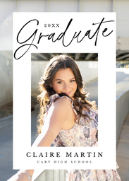 5x7 Greeting Card, Glossy, Blank Envelope with Grads Double Photo Frame design