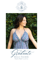 5x7 Greeting Card, Glossy, Blank Envelope with Graduates Monogrammed Crest design