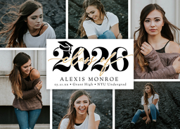 5x7 Greeting Card, Glossy, Blank Envelope with Graduation Year with a Cap 2026 design