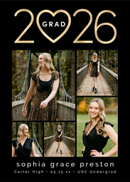 5x7 Greeting Card, Glossy, Blank Envelope with Heart Grad 2026 design