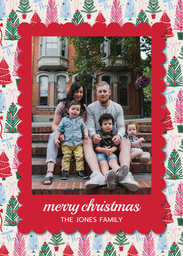 5x7 Greeting Card, Glossy, Blank Envelope with Packed Party Christmas Trees design