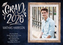 5x7 Greeting Card, Matte, Blank Envelope with Silver Scholar design