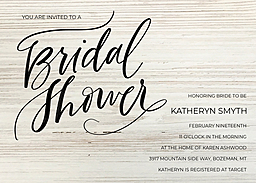 5x7 Greeting Card, Glossy, Blank Envelope with Scripted Bridal Shower design