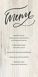 4x8 Greeting Card, Glossy, Blank Envelope with Scripted Menu design