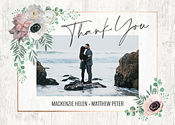 5x7 Greeting Card, Glossy, Blank Envelope with Rose Bouquet Thank You design