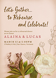 5x7 Greeting Card, Glossy, Blank Envelope with Natural Bouquet Rehearsal Dinner Invitation design