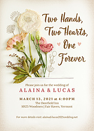 5x7 Greeting Card, Glossy, Blank Envelope with Natural Bouquet Wedding Invitation design