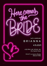 5x7 Greeting Card, Glossy, Blank Envelope with Neon Bachelorette Party Invitation design