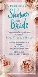 4x8 Greeting Card, Glossy, Blank Envelope with Peony and Pink Floral Bridal Shower Invitation design