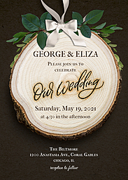 5x7 Greeting Card, Glossy, Blank Envelope with Our Rustic Wedding Invitation design