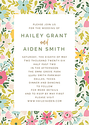 5x7 Greeting Card, Glossy, Blank Envelope with Floral Wedding Invitation design