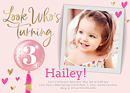 5x7 Greeting Card, Glossy, Blank Envelope with Look Who's Turning Pink design