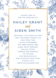 5x7 Greeting Card, Glossy, Blank Envelope with Toile Wedding Invitation design