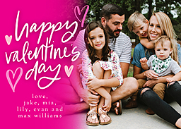 5x7 Greeting Card, Matte, Blank Envelope with Valentines Day Happy Script design