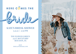 5x7 Greeting Card, Glossy, Blank Envelope with Here Comes The Bride design