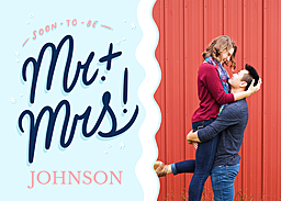 5x7 Greeting Card, Glossy, Blank Envelope with Soon To Be Mr. + Mrs. design