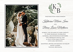 5x7 Greeting Card, Glossy, Blank Envelope with Modern Laurel design