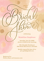 5x7 Greeting Card, Glossy, Blank Envelope with Floral Wash Bridal Shower design