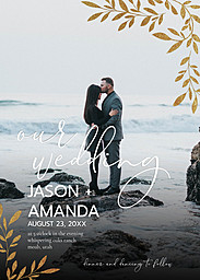 5x7 Greeting Card, Glossy, Blank Envelope with Elegant Script design