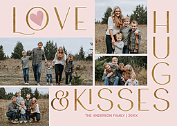 5x7 Greeting Card, Glossy, Blank Envelope with Hugs and Kisses design