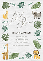 5x7 Greeting Card, Glossy, Blank Envelope with Jungle Friends design