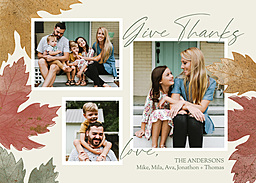 5x7 Greeting Card, Glossy, Blank Envelope with Thankful Collage design