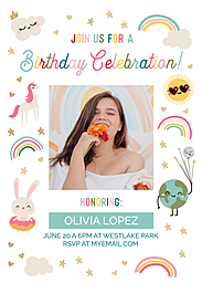 5x7 Greeting Card, Glossy, Blank Envelope with Birthday of Rainbows design