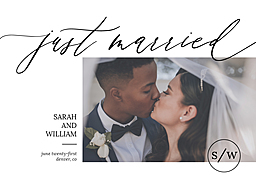 5x7 Greeting Card, Glossy, Blank Envelope with Classic Wedding Calligraphy Announcement design