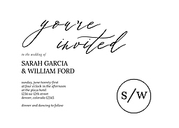 5x7 Greeting Card, Glossy, Blank Envelope with Classic Wedding Calligraphy Invitation design