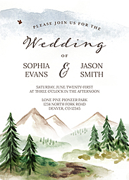 5x7 Greeting Card, Glossy, Blank Envelope with Mountain Views Invitation design