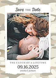 5x7 Greeting Card, Matte, Blank Envelope with Classy Camo Save the Date design