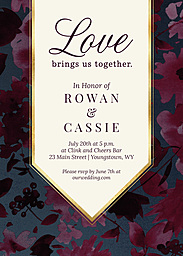 5x7 Greeting Card, Glossy, Blank Envelope with Velvet Luxe Floral Event Invitation design