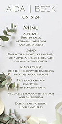 4x8 Greeting Card, Matte, Blank Envelope with Wedding Floral Menu design