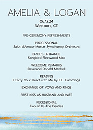 5x7 Greeting Card, Glossy, Blank Envelope with Wedding Watercolor Program design