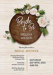 5x7 Greeting Card, Glossy, Blank Envelope with Bride Roses Bouquet Invitation design