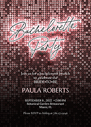 5x7 Greeting Card, Glossy, Blank Envelope with Sparkling Bachelorette Party design