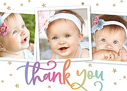 5x7 Greeting Card, Glossy, Blank Envelope with Rainbow Star Thank You design