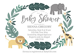 5x7 Greeting Card, Glossy, Blank Envelope with Friendly Fauna design